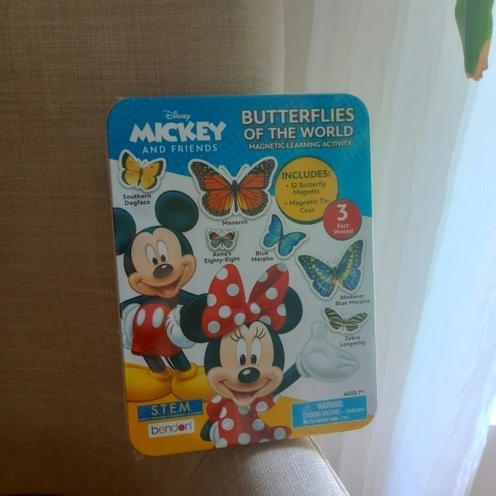 Mikey mouse Minnie Disney collectible tin butterfly girls activity games set up